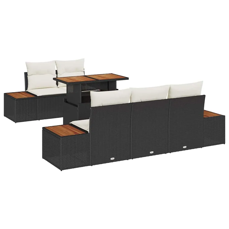 Ensemble de canapé de jardin 6 pcs Noir Poly rotin - 2