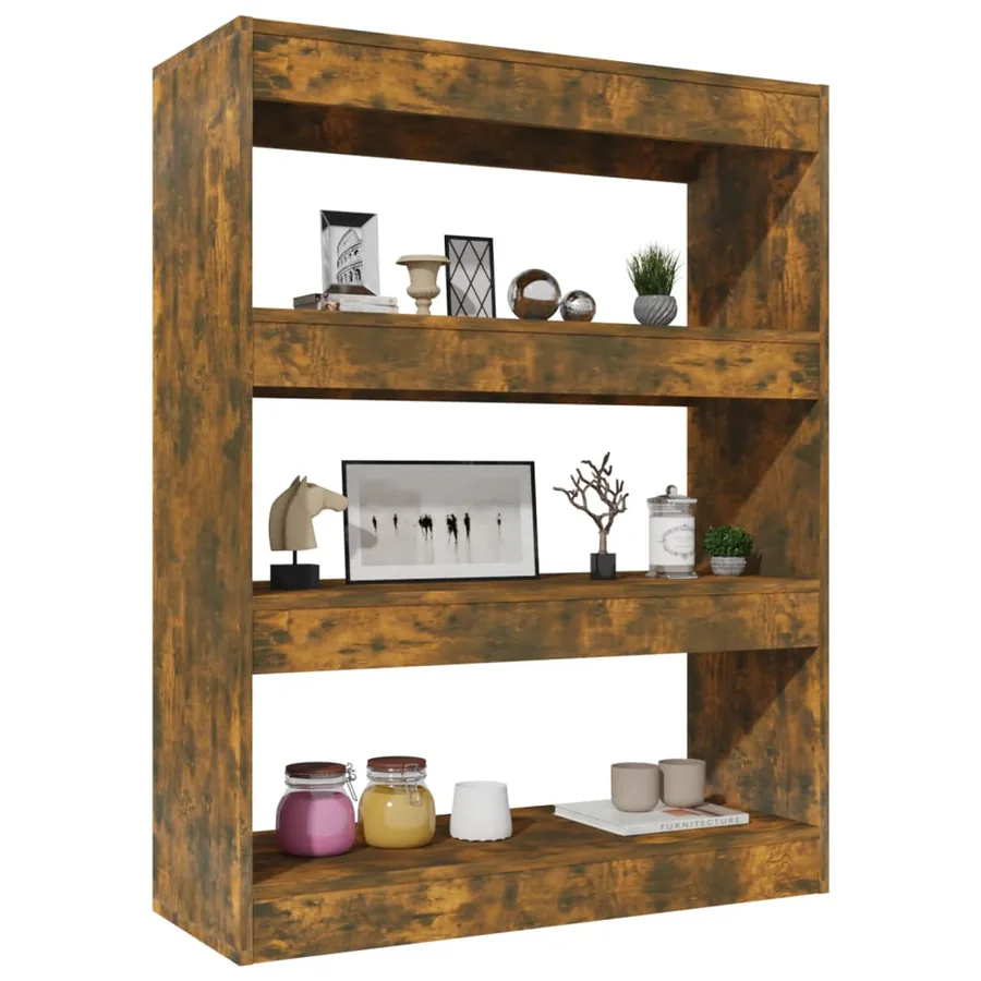 Bibliothèque/Séparateur de pièce chêne fumé bois d'ingénierie - 5