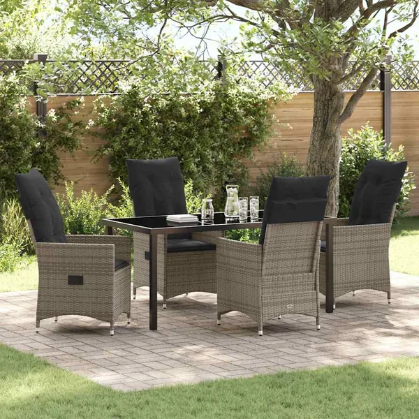 Ensemble de salle à manger pour jardin 5 pcs Gris polyrotin