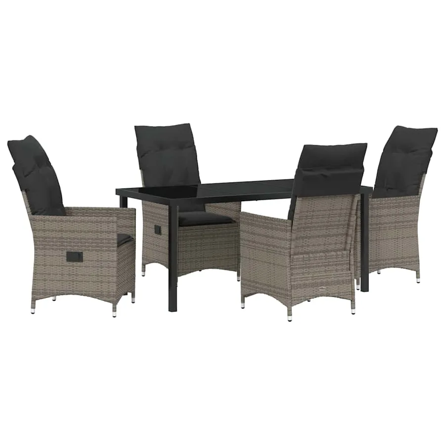 Ensemble de salle à manger pour jardin 5 pcs Gris polyrotin - 2