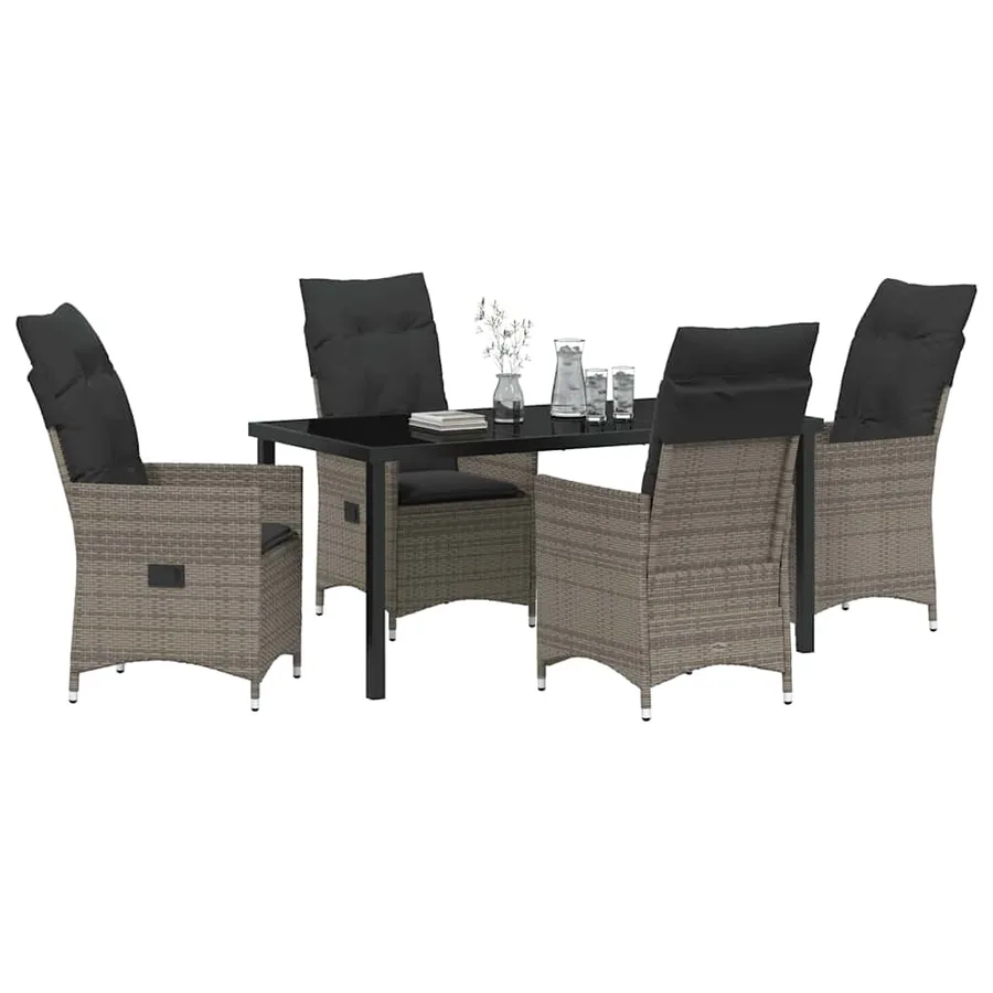 Ensemble de salle à manger pour jardin 5 pcs Gris polyrotin - 3