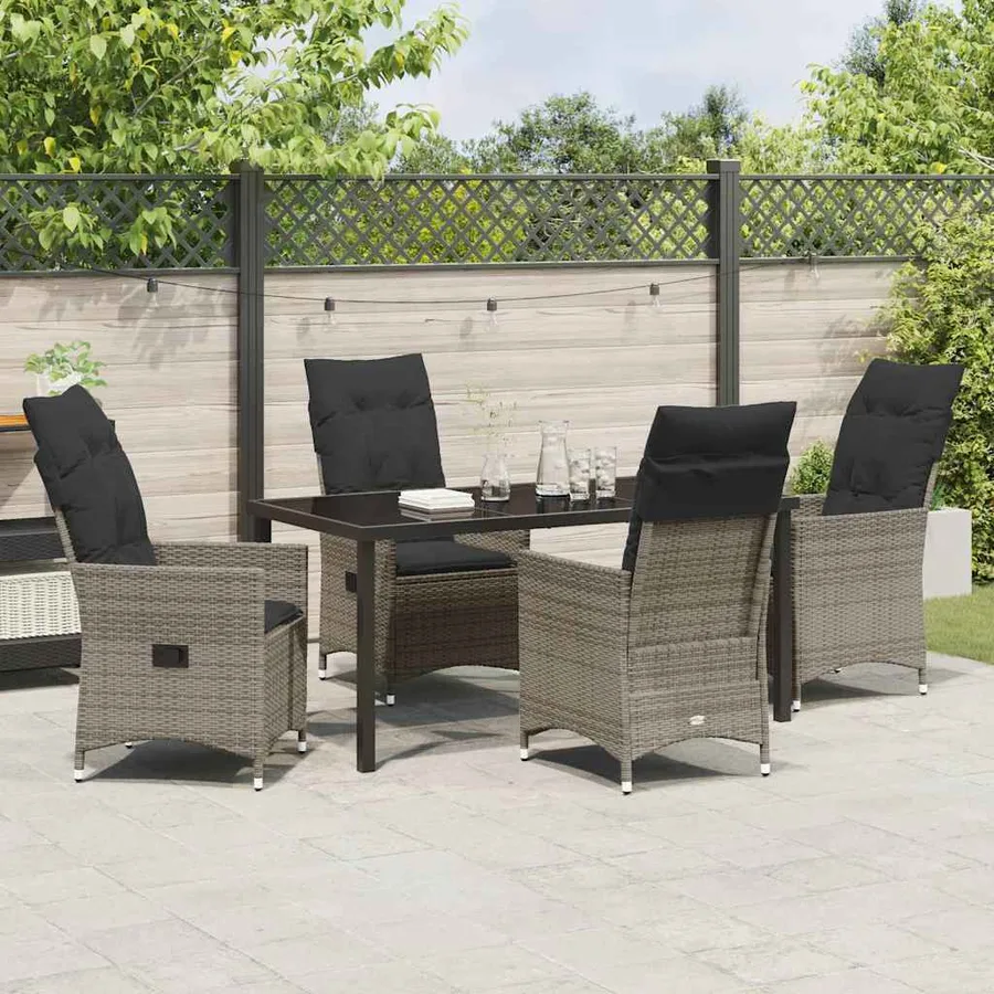 Ensemble de salle à manger pour jardin 5 pcs Gris polyrotin - 4