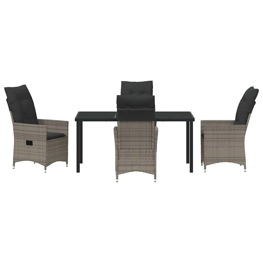 Ensemble de salle à manger pour jardin 5 pcs Gris polyrotin - 7