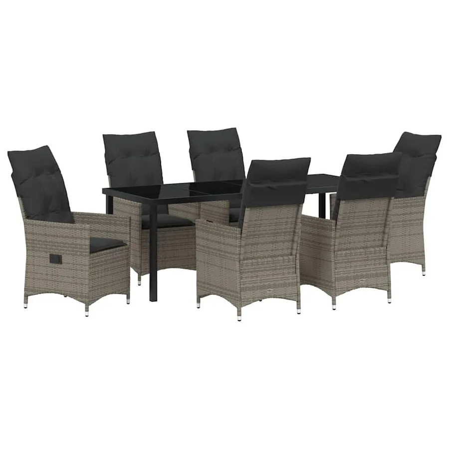 Ensemble de salle à manger pour jardin 7 pcs Gris polyrotin - 2