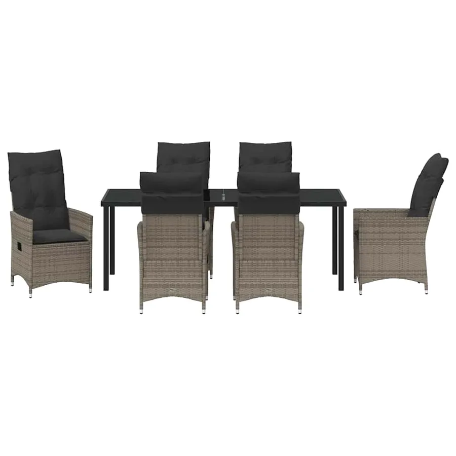 Ensemble de salle à manger pour jardin 7 pcs Gris polyrotin - 7