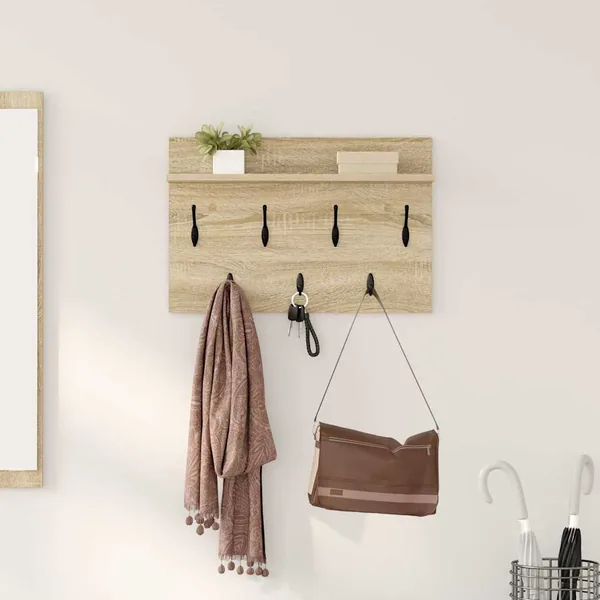 Porte-manteau mural avec étagère Chêne Sonoma 80 x 40 x 12 cm