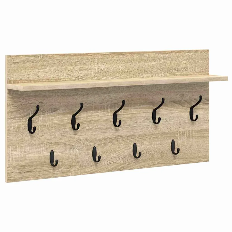 Porte-manteau mural avec étagère Chêne Sonoma 80 x 40 x 12 cm - 2