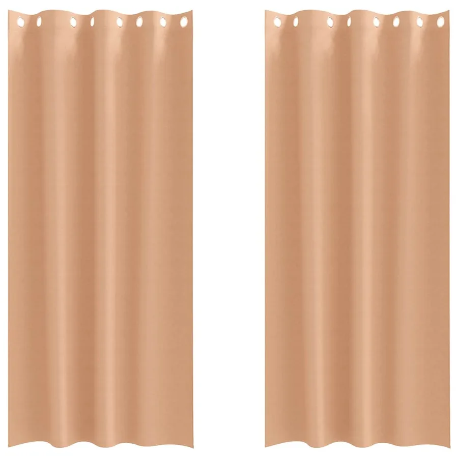 Rideaux occultants avec anneaux 2 pcs Marron Clair 260 x 140 cm - 2