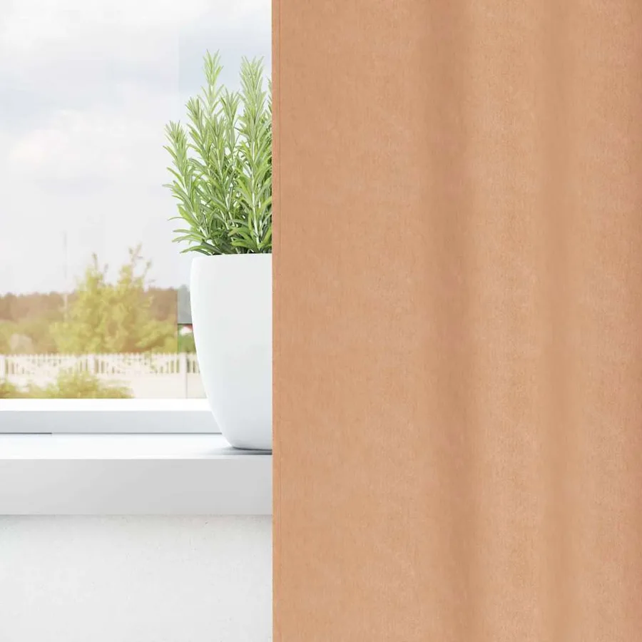 Rideaux occultants avec anneaux 2 pcs Marron Clair 260 x 140 cm - 3