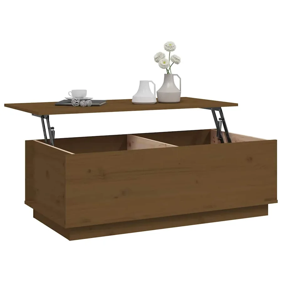 Table basse Marron miel 100x50x35 cm Bois massif de pin - 5