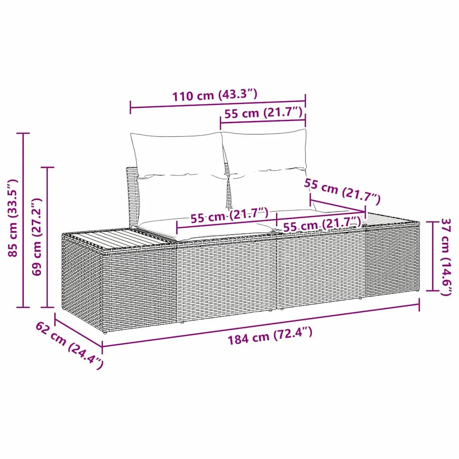 Ensemble de canapé de jardin 4 pcs Beige et Gris clair - 13