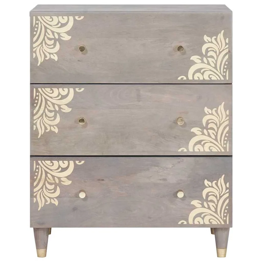 Buffet Gris et or 60 x 33 x 75 cm Bois de mangue massif - 3