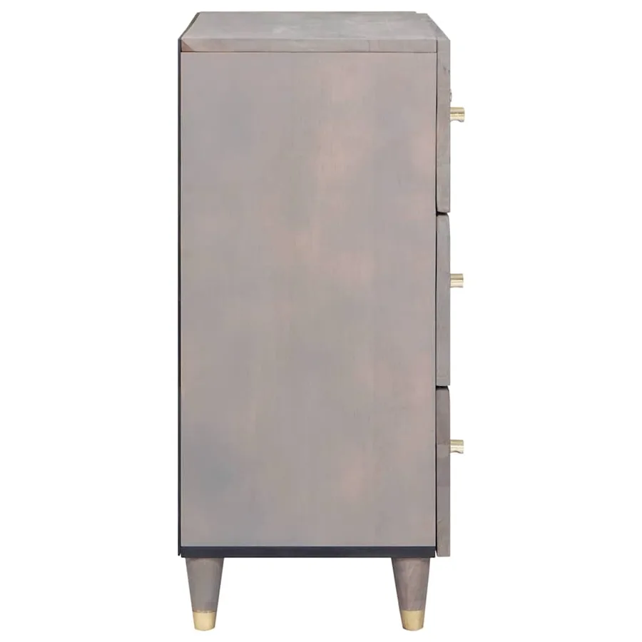 Buffet Gris et or 60 x 33 x 75 cm Bois de mangue massif - 4