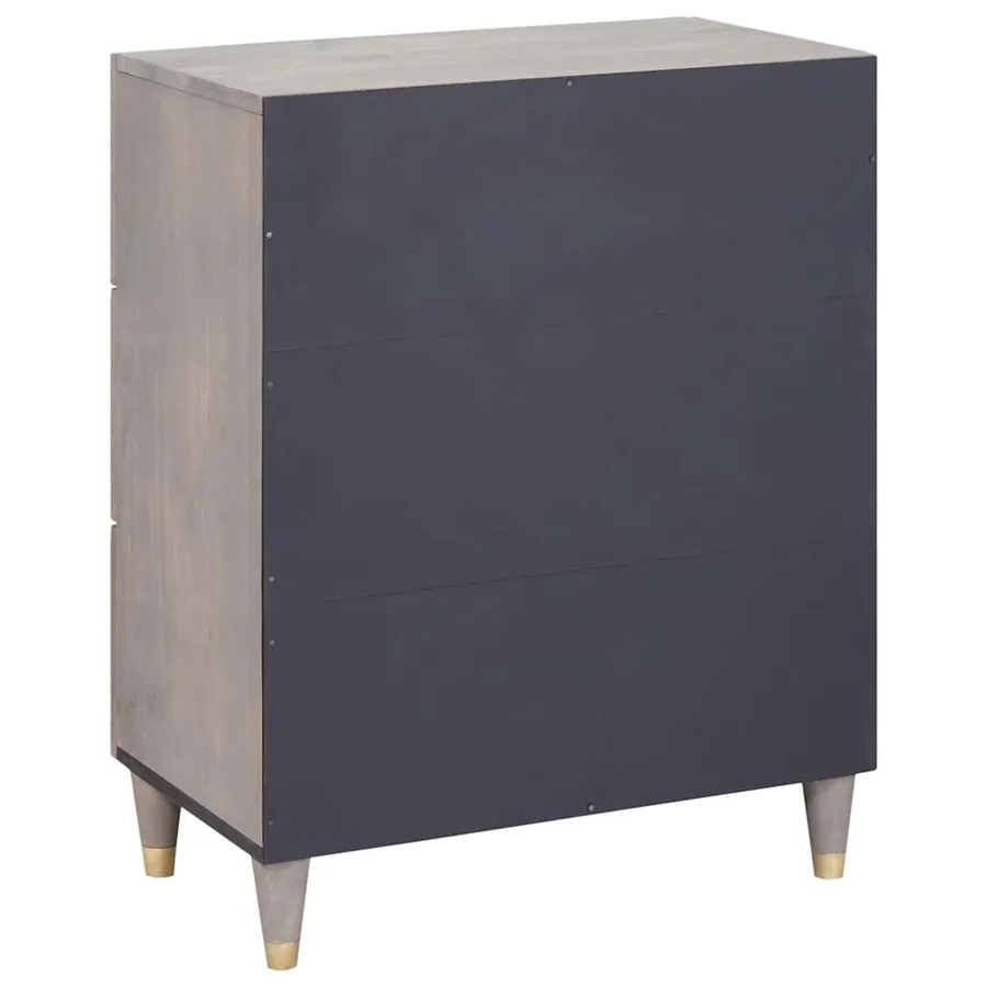 Buffet Gris et or 60 x 33 x 75 cm Bois de mangue massif - 5
