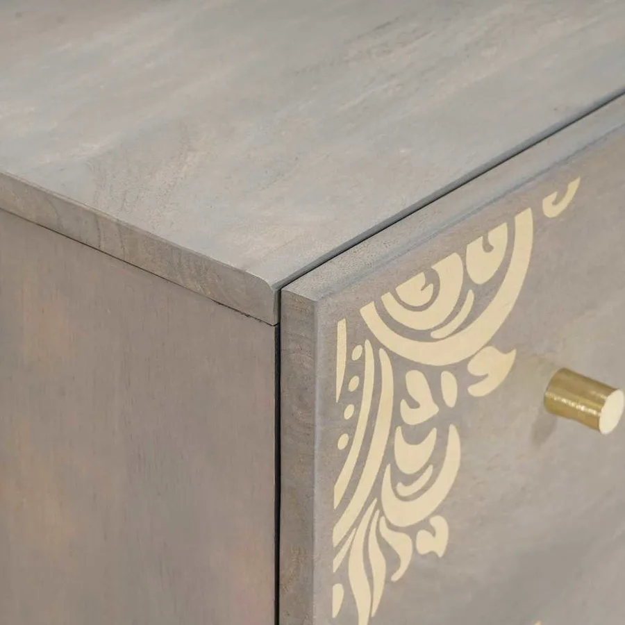 Buffet Gris et or 60 x 33 x 75 cm Bois de mangue massif - 6