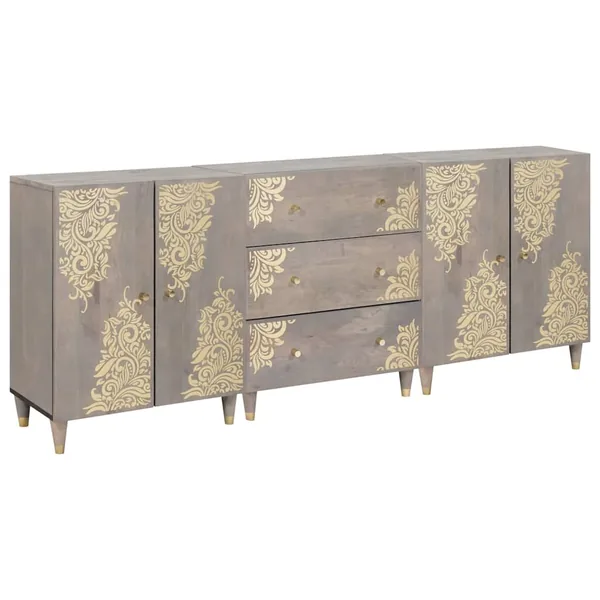 Ensemble de Meubles de Salle de Bain 3 pcs Gris et or