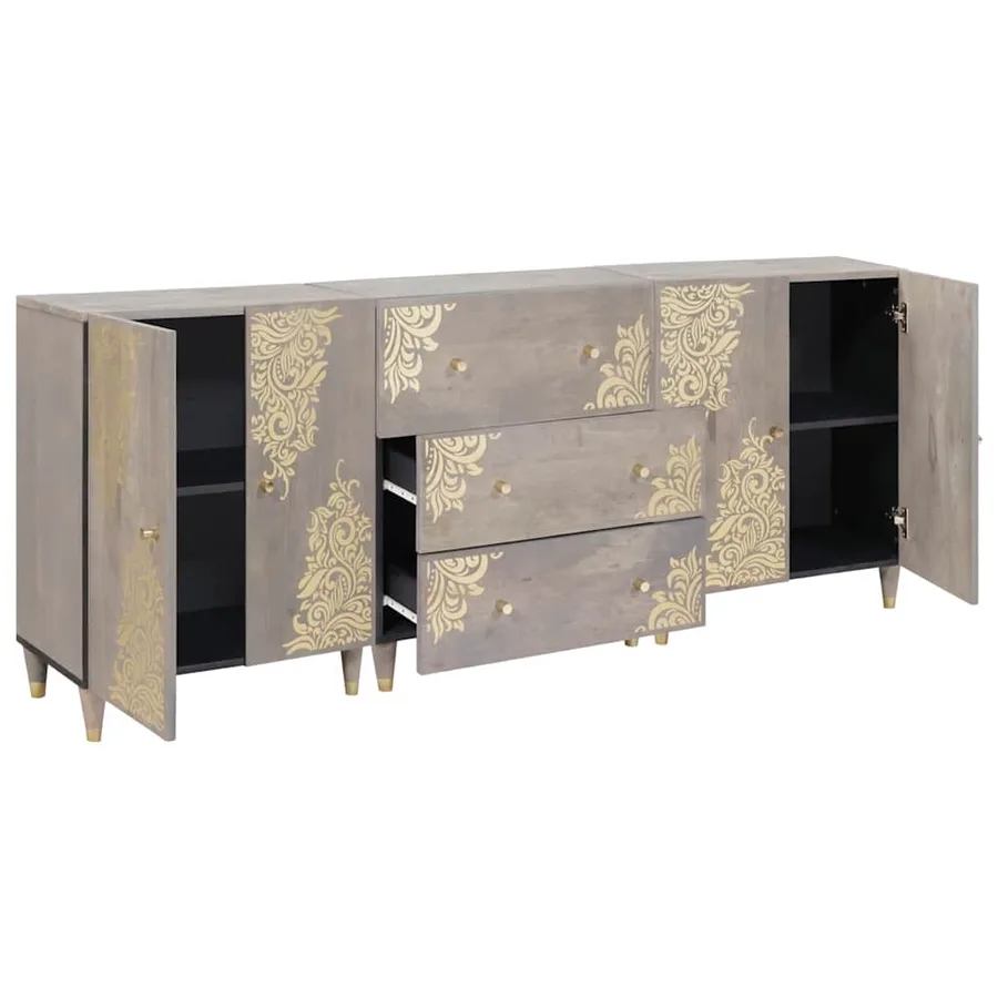 Ensemble de Meubles de Salle de Bain 3 pcs Gris et or - 2
