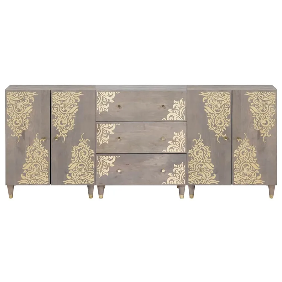 Ensemble de Meubles de Salle de Bain 3 pcs Gris et or - 5