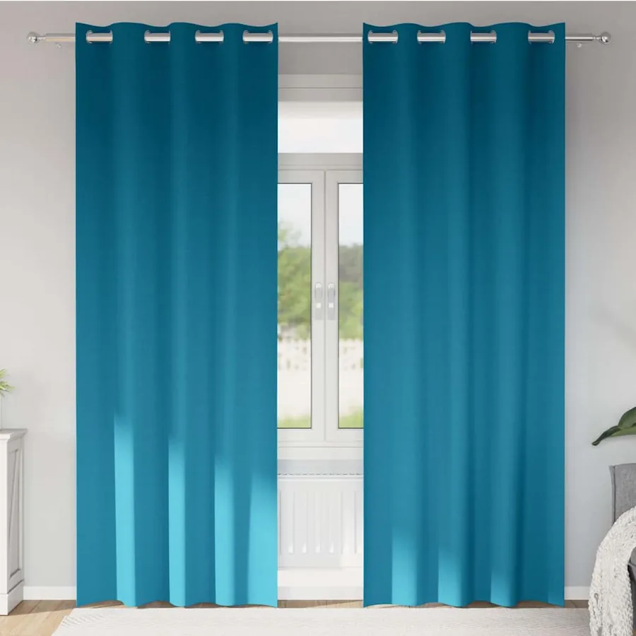 Rideaux occultants avec anneaux 2 pcs Turquoise 260 x 140 cm