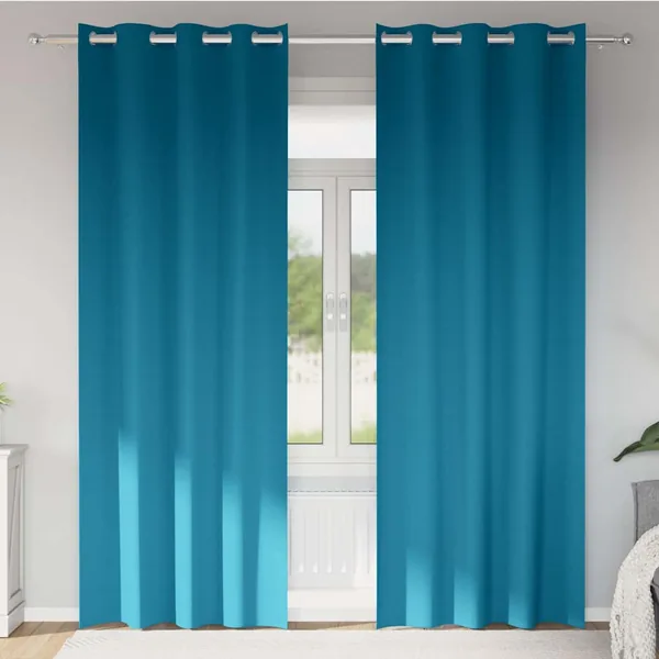 Rideaux occultants avec anneaux 2 pcs Turquoise 260 x 140 cm