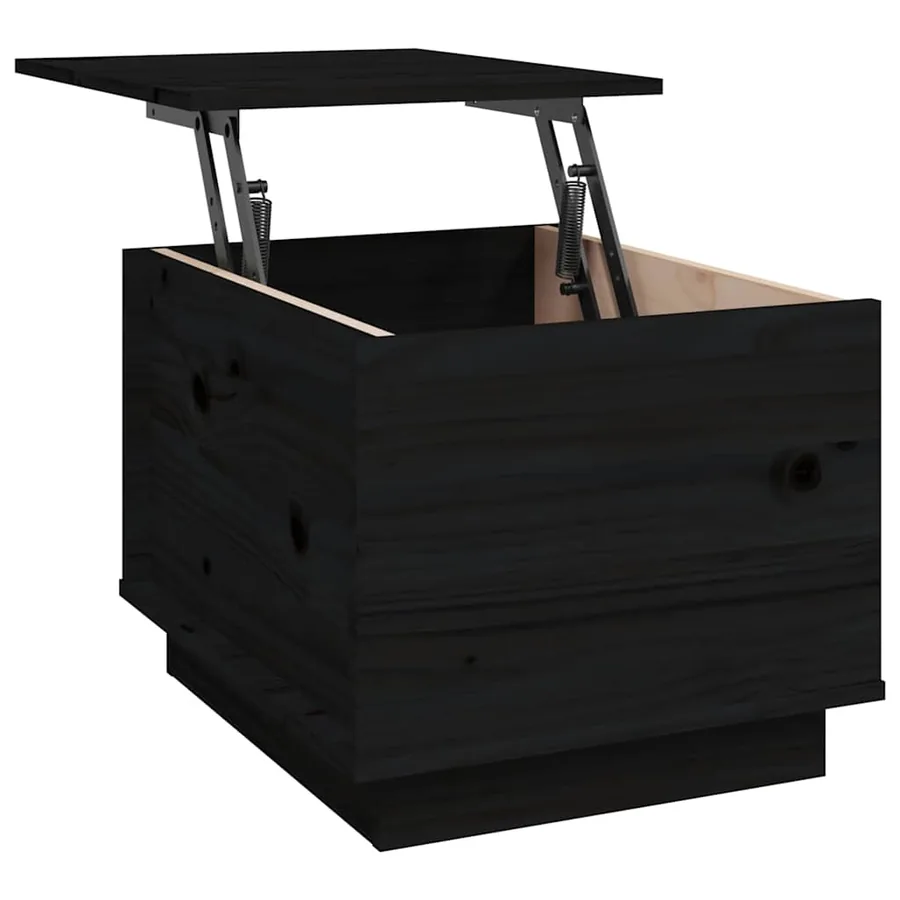 Table basse Noir 40x50x35 cm Bois massif de pin - 8