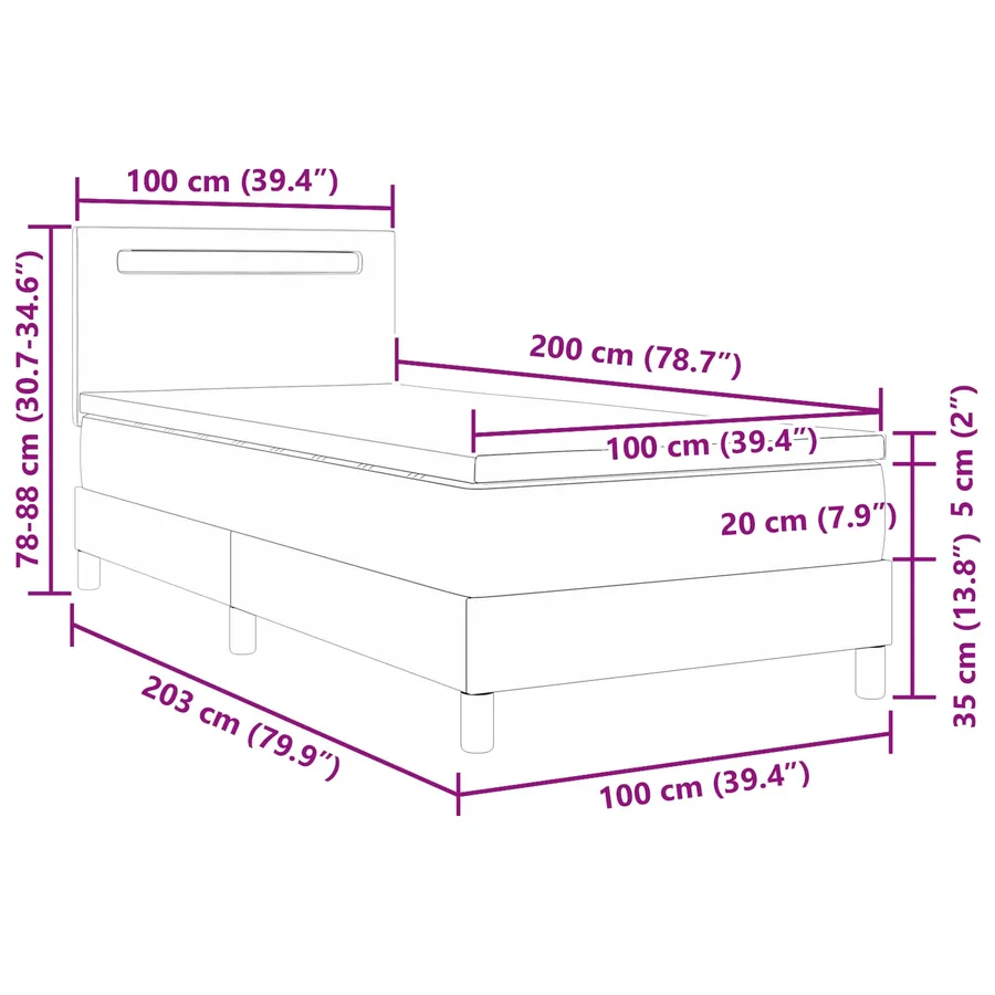 Lit à ressorts avec matelas Blanc 100 x 200 cm Simili cuir - 13