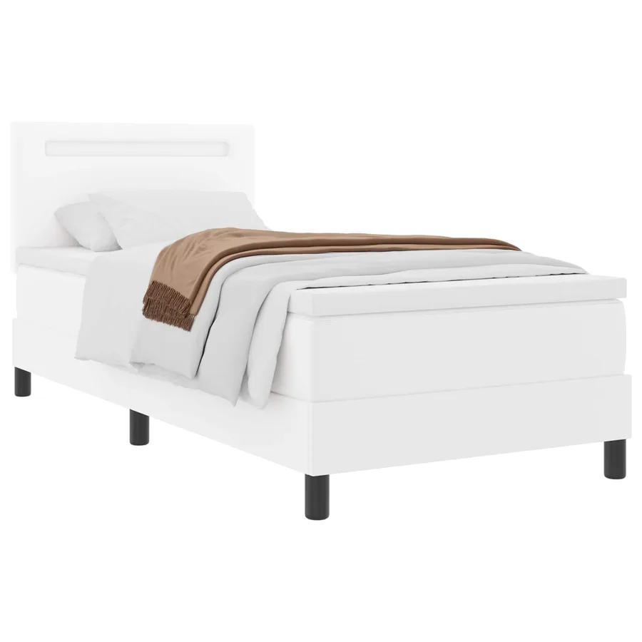 Lit à ressorts avec matelas Blanc 100 x 200 cm Simili cuir - 3