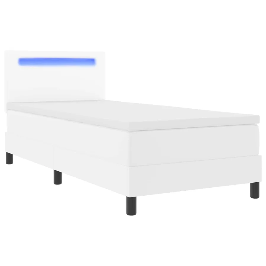 Lit à ressorts avec matelas Blanc 100 x 200 cm Simili cuir - 5