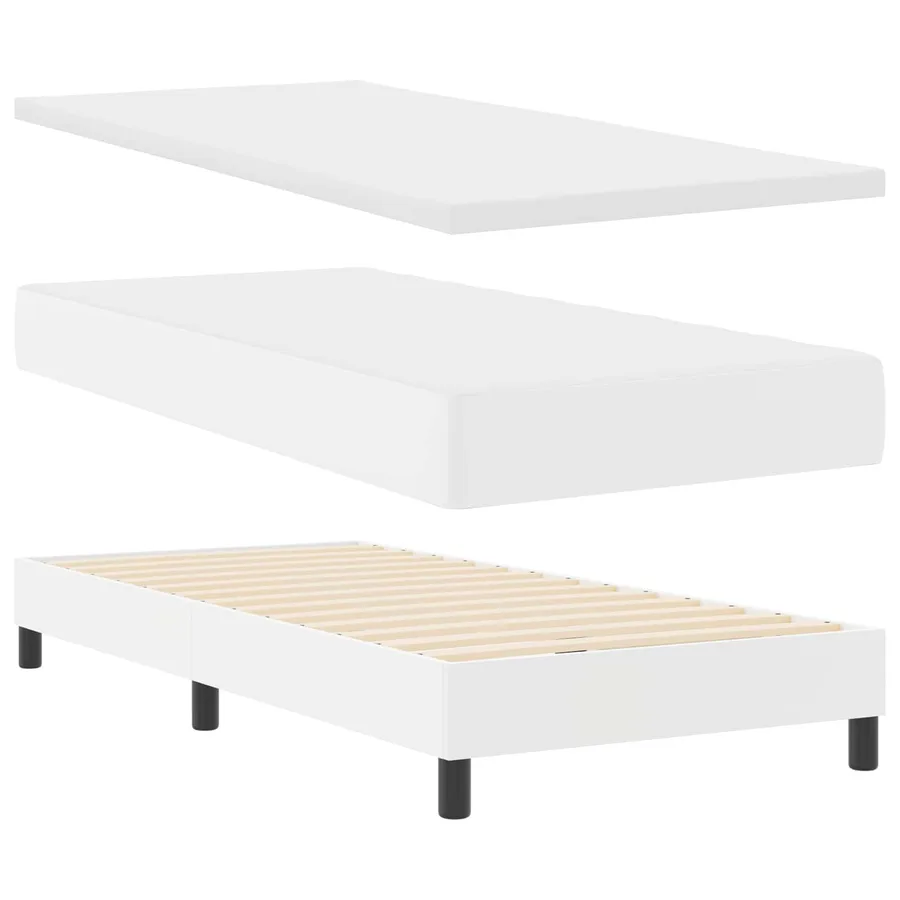 Lit à ressorts avec matelas Blanc 100 x 200 cm Simili cuir - 6