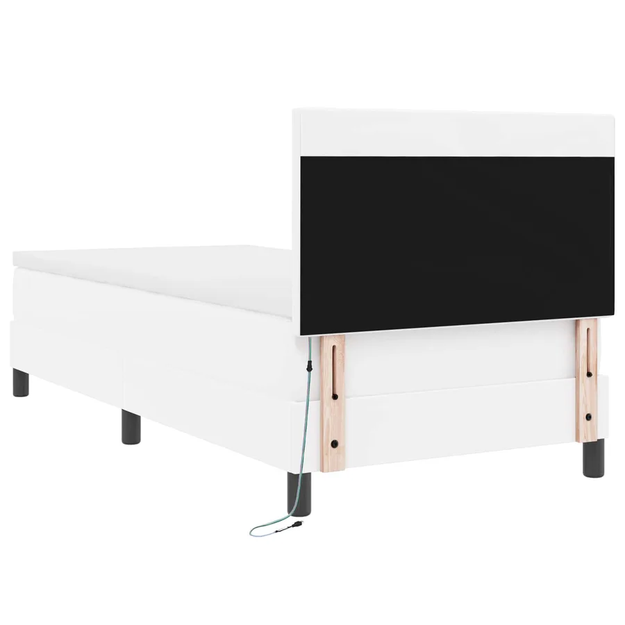 Lit à ressorts avec matelas Blanc 100 x 200 cm Simili cuir - 8