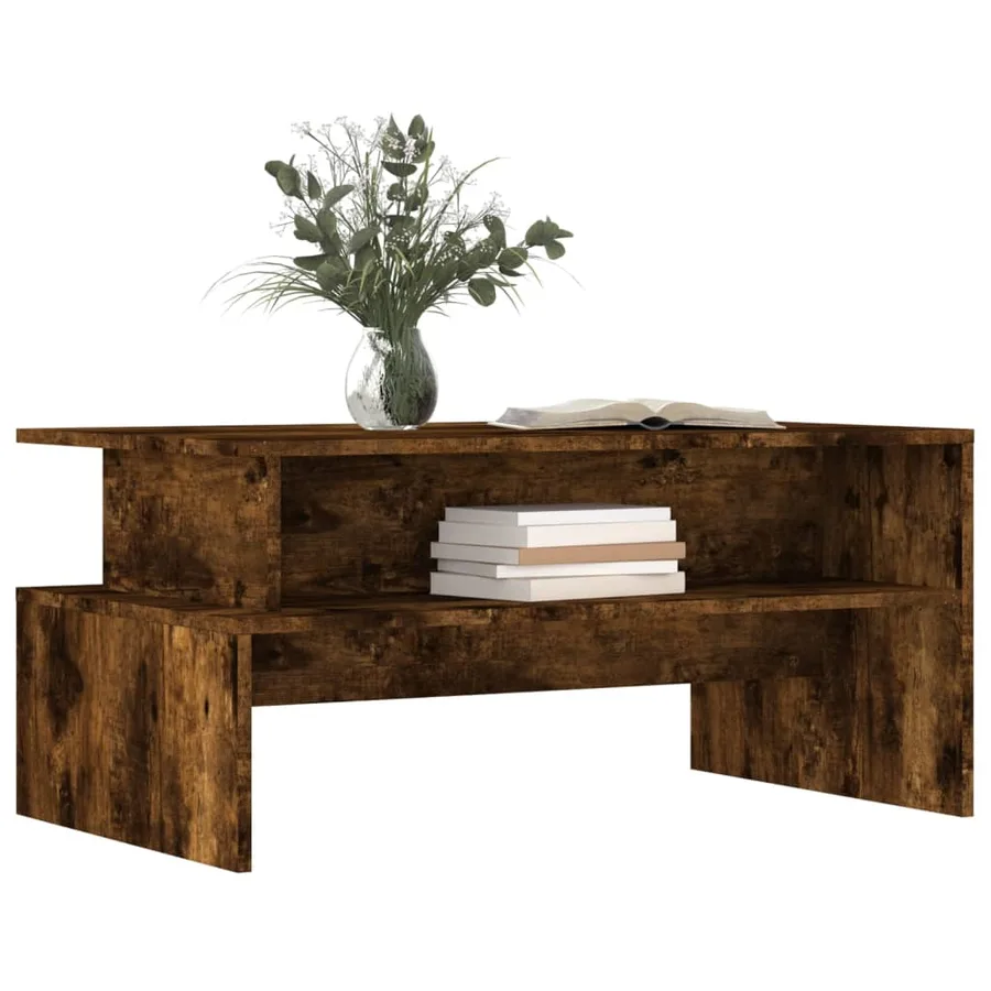 Table basse chêne fumé 90x55x42,5 cm bois d'ingénierie - 3