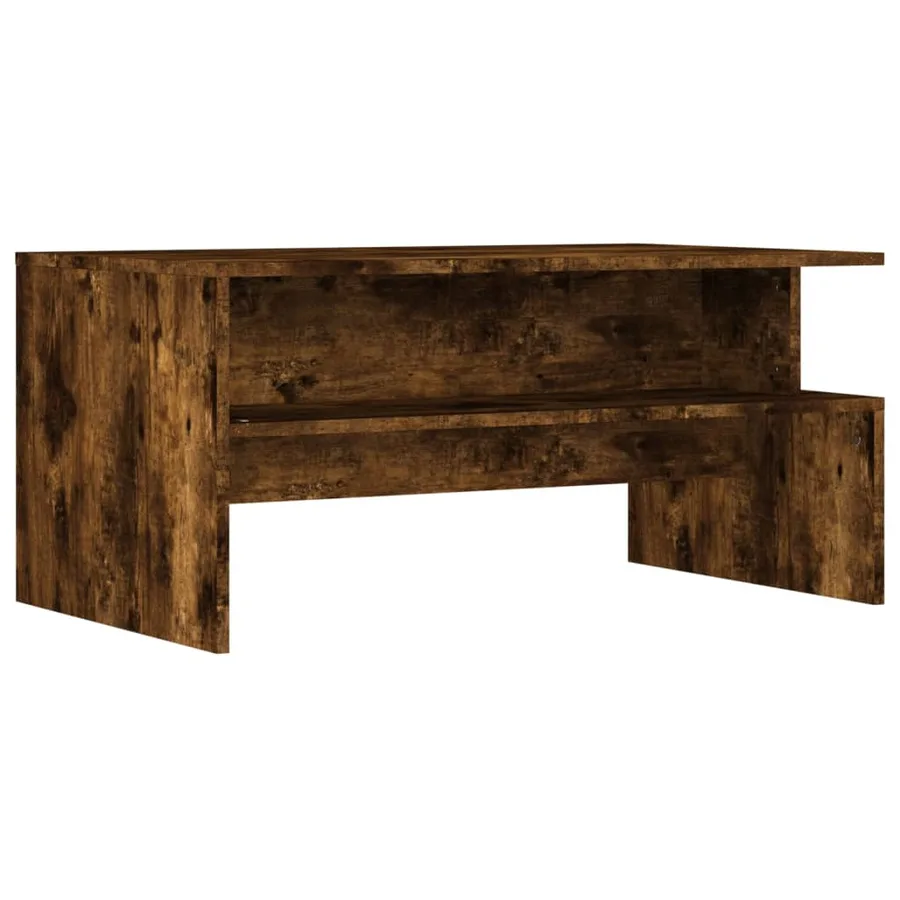 Table basse chêne fumé 90x55x42,5 cm bois d'ingénierie - 6