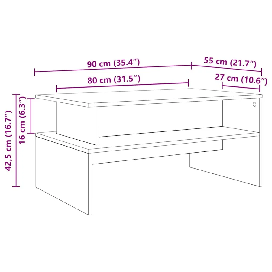Table basse Chêne noir 90 x 55 x 42,5 cm Bois d'ingénierie - 10