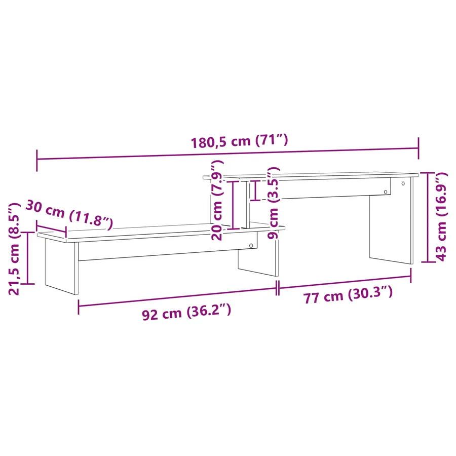 Ensemble meuble TV 180,5 x 30 x 43 cm Chêne artisanal - 12
