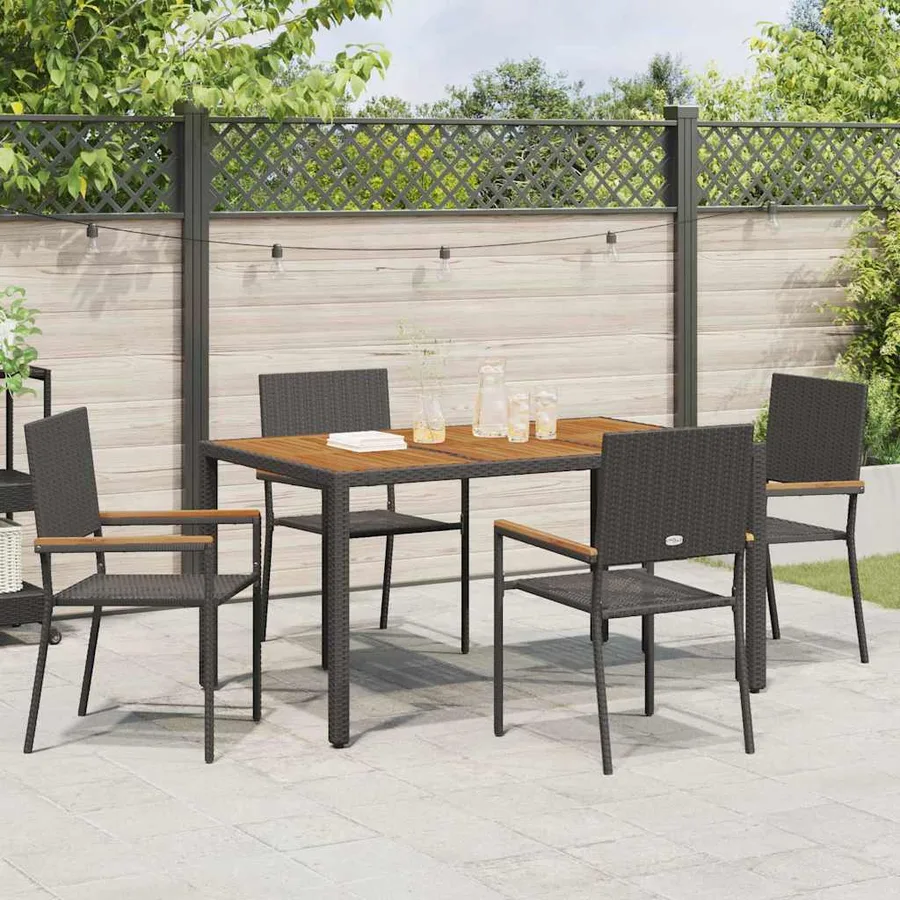 Chaises empilables de jardin 4 pcs Noir et Marron - 3