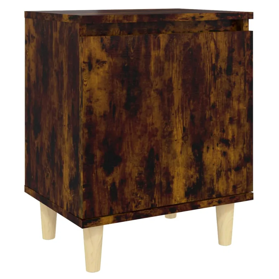 Tables de chevet et pieds en bois 2 pcs Chêne fumé 40x30x50 cm - 4