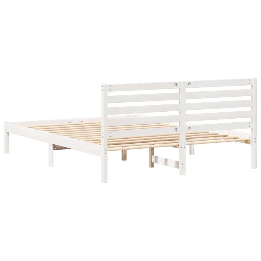 Cadre de lit avec tête de lit Blanc 140 x 200 cm Pin massif - 7