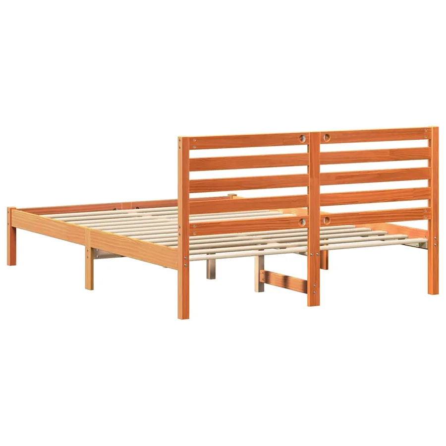 Cadre de lit avec tête de lit Brun cire 120 x 190 cm Pin massif - 7