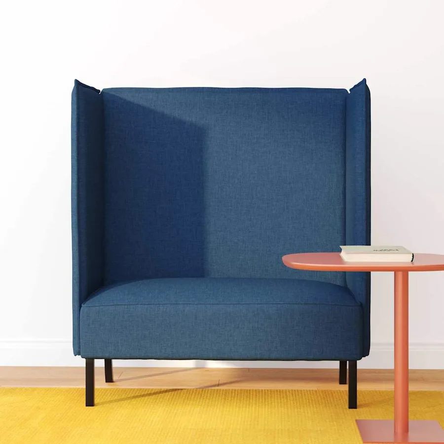 Canapé à Haut Dossier 101cm Bleu tissu - 3