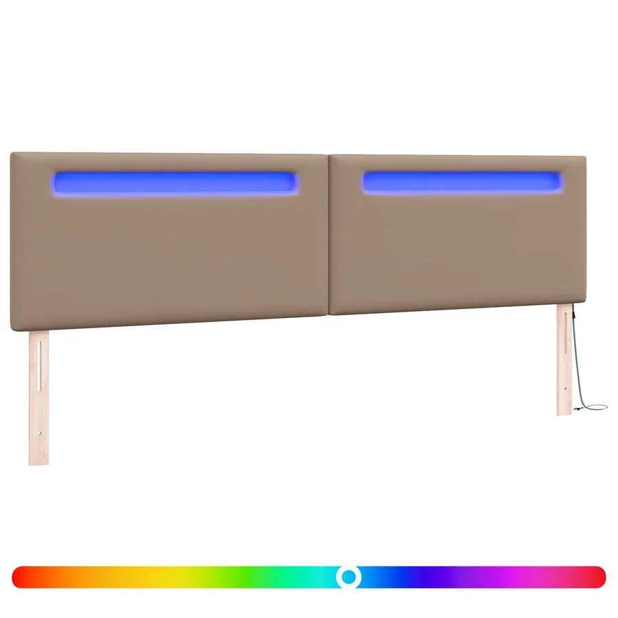 Tête de lit LED Cappuccino 200 cm Cuir synthétique - 2