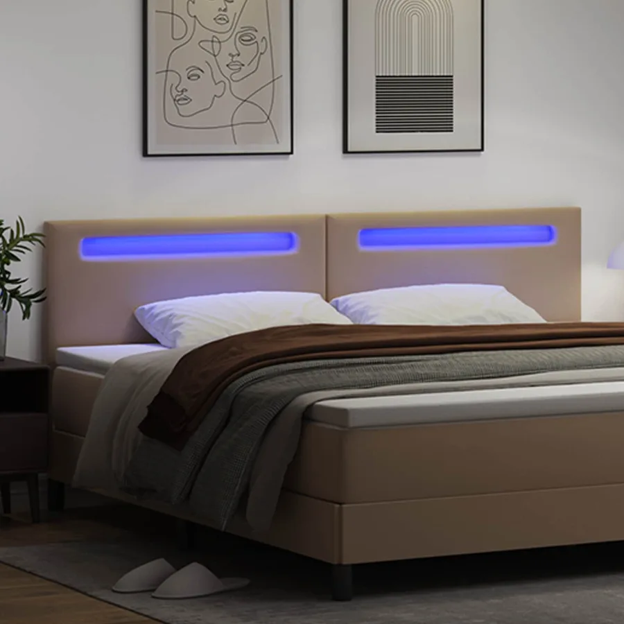 Tête de lit LED Cappuccino 200 cm Cuir synthétique - 3