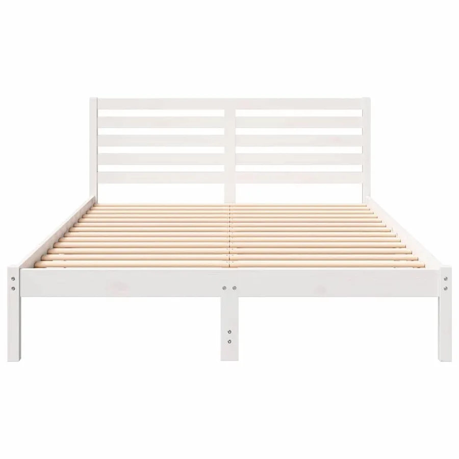Cadre de lit avec tête de lit Blanc 140 x 210 cm Pin massif - 5