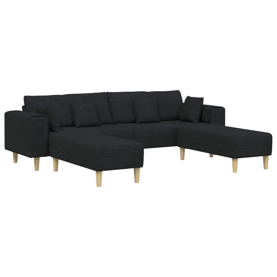Canapé avec coussin 3 pcs Noir tissu - 2