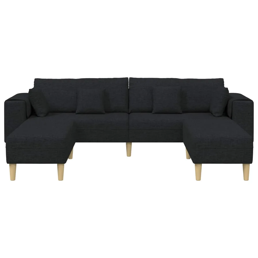 Canapé avec coussin 3 pcs Noir tissu - 4