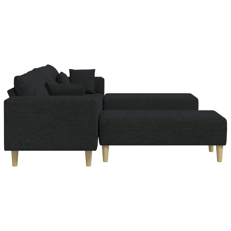 Canapé avec coussin 3 pcs Noir tissu - 5