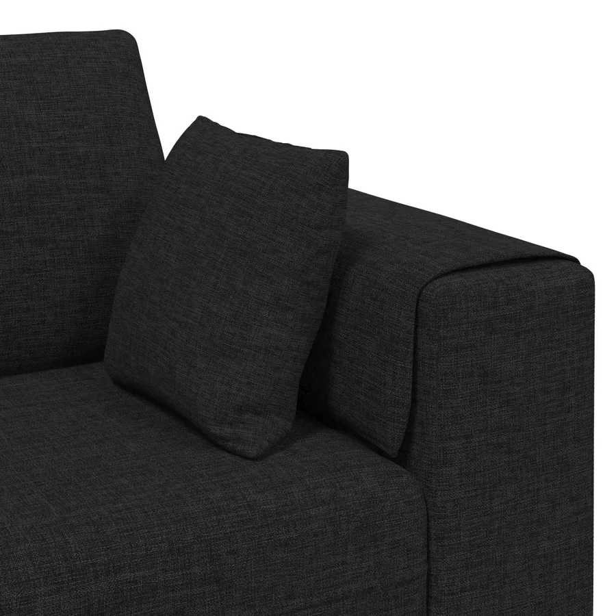 Canapé avec coussin 3 pcs Noir tissu - 7