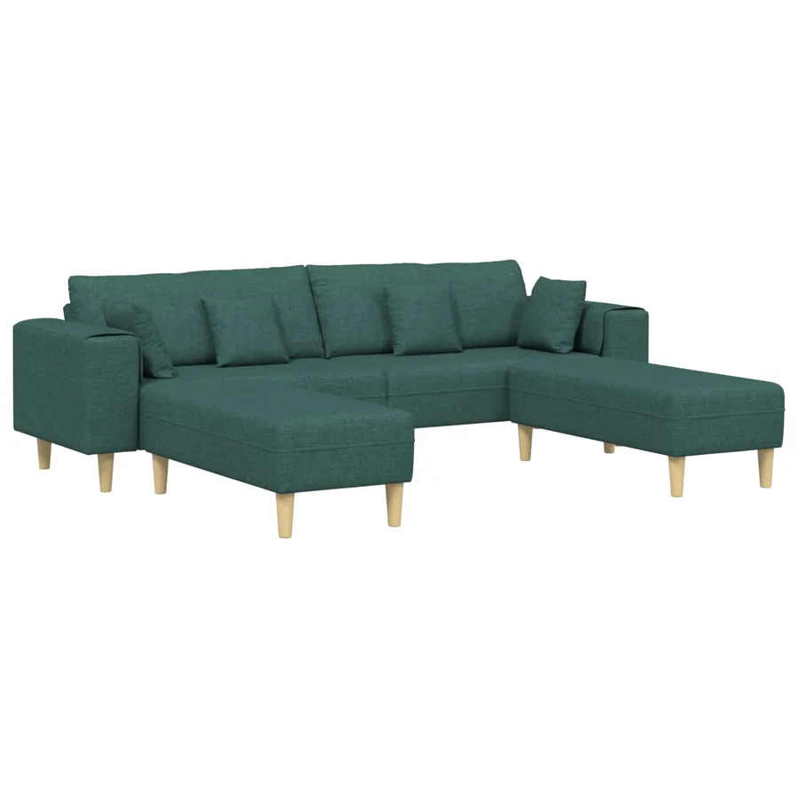 Canapé avec coussin 3 pcs Vert foncé tissu - 2