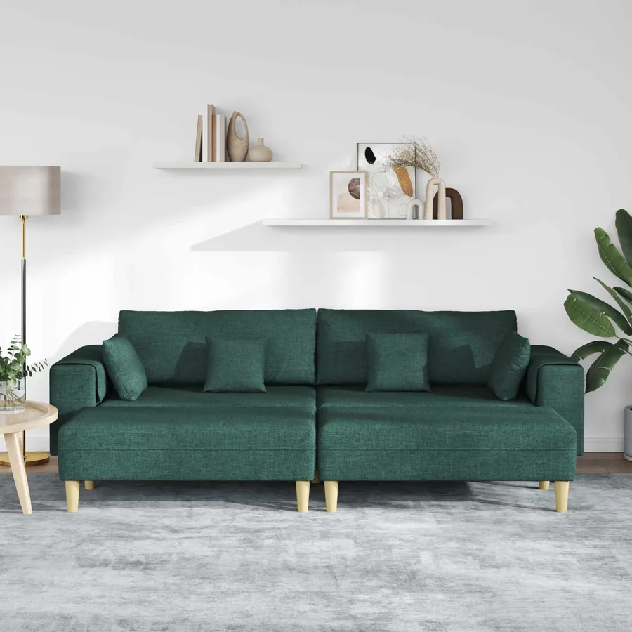 Canapé avec coussin 3 pcs Vert foncé tissu - 3