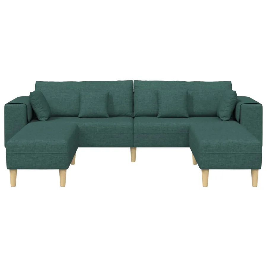 Canapé avec coussin 3 pcs Vert foncé tissu - 4