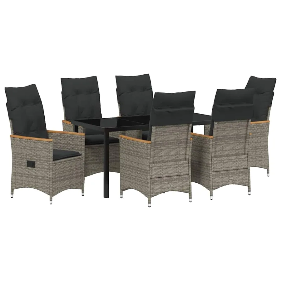 Ensemble de salle à manger pour jardin 7 pcs Gris polyrotin - 2